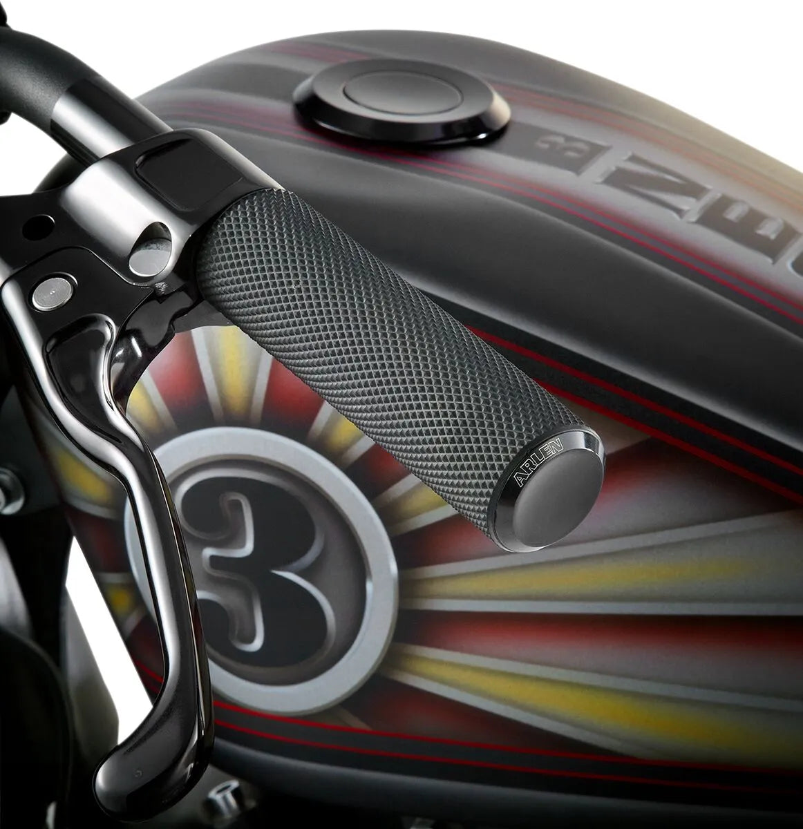 Arlen Ness Knurled Grips - Black Anodized