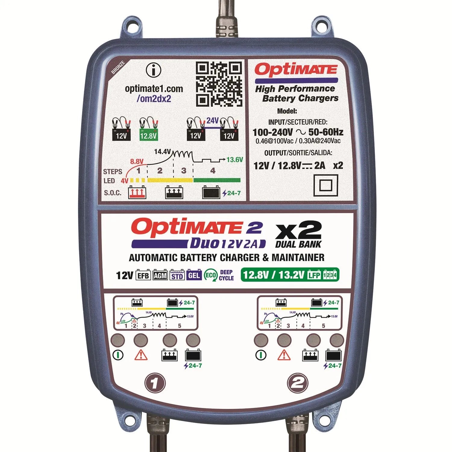 Tecmate Optimate 2 Duo: 12v 2a Battery Maintainer