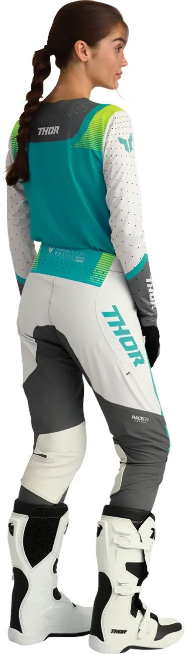 Thor Women's Sportmode Velocity Pants - Grå/Hvid/Fluorescerende gul/Aqua