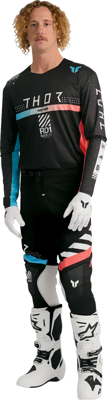Thor Sportmode Synth Pants - Black/White/Coral/Turquoise