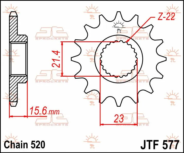 Jt Sprockets Front Sprocket - 520 Chain, 14 Tooth